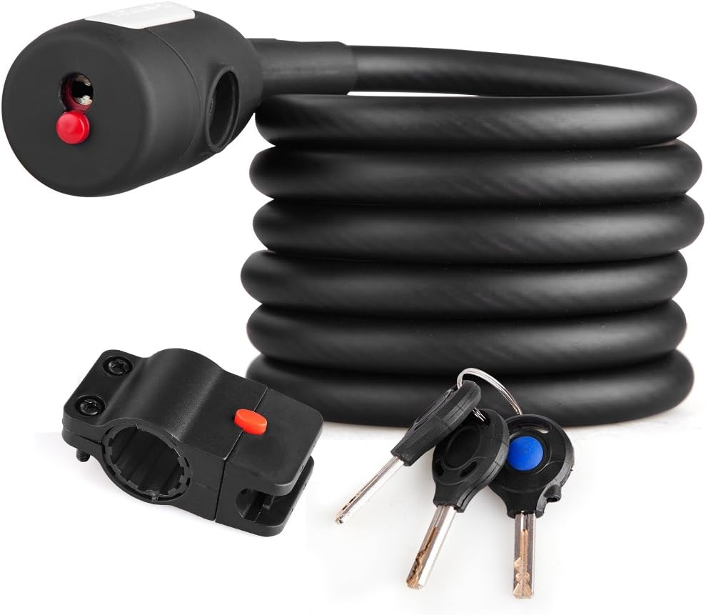 INBIKE Bike Lock with Led Light Key, 6 Feet Long Cable