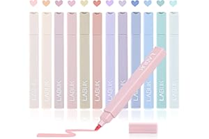 LABUK 12pcs Pastel Highlighters Aesthetic Cute Bible Highlighters and Pens No Bleed, with Mild Assorted Colors, Dry Fast Easy to Hold for Journal Planner Notes School Office Supplies