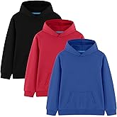 Phedrew 3-Pack Kids Cotton Hoodies Toddlers' Fall Outfits Pullover Hooded Medium Weight Sweatshirts for Boys and Girls