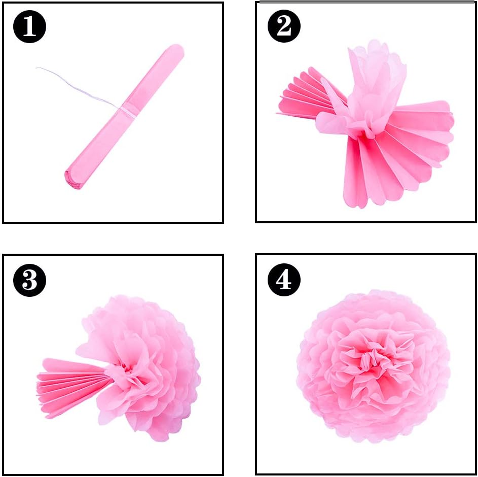 ZJHAI 61pcs Rainbow Party Decoration Tissue Paper Pom Poms, Tassel Garland and Circle Dots Hanging Decorations: Toys & Games