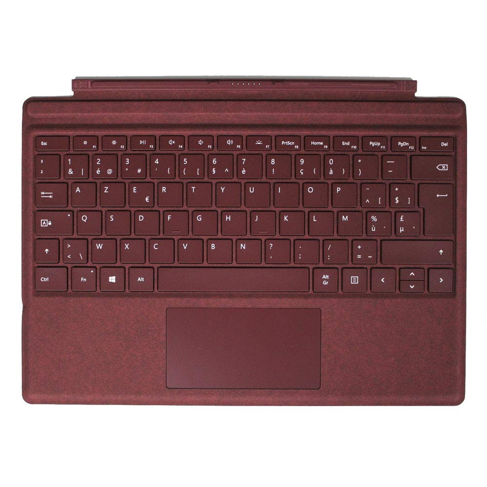 Microsoft Surface Pro Type Cover Belgian/Belgium AZERTY Backlit Alacantara Keyboard - Red, Compatible with Surface Pro 3/4/2017/5/6/7/7+