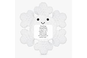 EYOURLIFE Christmas Snowflake Positive Crochet Gift Emotional Support Crochet Snowflake with Positive Card for Coworker Family Inspirational Handmade Xmas Winter Birthday Gifts for Office Home Desk Decor