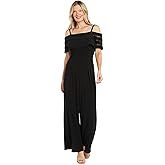 R&M Richards womens Noir Sheer Wave Elegant Jumpsuit
