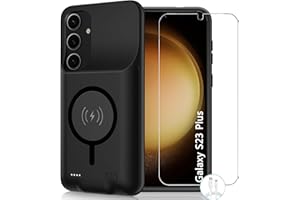 JBUBN Battery Case for Galaxy S23 Plus,[12000mAh]Large capacity Slim Portable Protective Fast Charging Case Battery Case Compatible with Galaxy S23 Plus(6.6inch) Wireless Charging Case with Carplay-Black