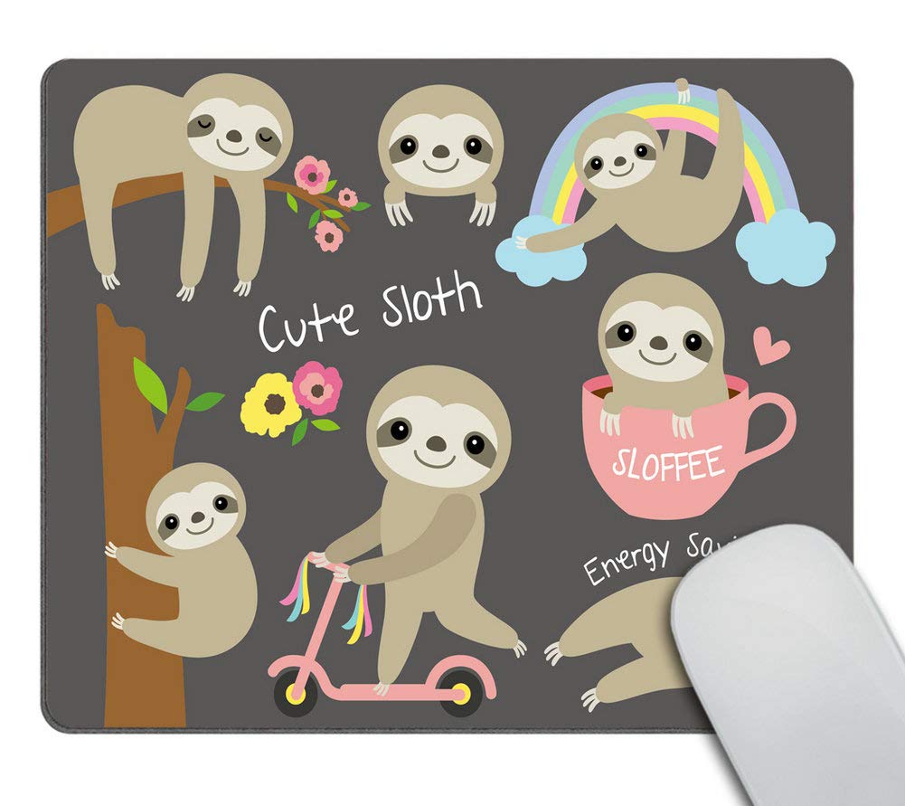 Wasach Cute Baby Sloth Mouse pad Non-Slip Rubber Gaming Mousepad Rectangle Mouse Pads for Computers Laptop