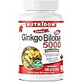 Nutridom Ginkgo Biloba Supplement 5,000mg, 120 Count, 50:1 Extract Ginkgo Leaf Supplement for Memory, Brain Cognitive Functio