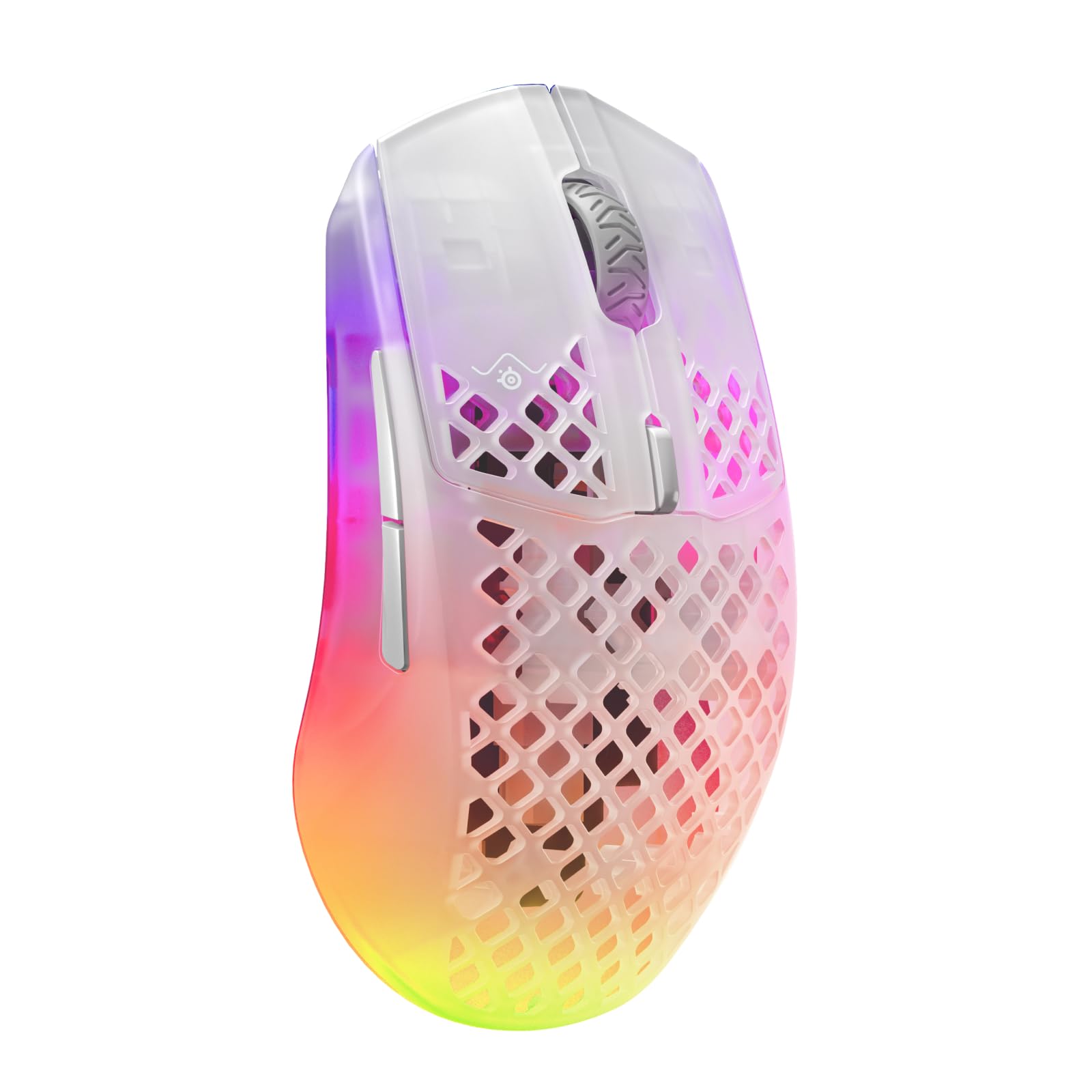 SteelSeries Aerox 3 Wireless - RGB Gaming-Mouse mit Öffnungen in der Oberfläche - Federleichtes, wasserabweisendes Design - Optischer TrueMove Air-Sensor mit 18.000 DPI - Ghost