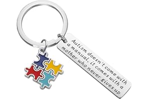 Gzrlyf Autism Mom Keychain Autism Awareness Gifts Autism doesn't Come with a Manual It Comes with a Mother who Never Gives Up