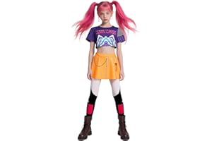 ZFQI Girls Demon Costume Hunters Cosplay Outfit, Jacket, Top and Shorts, Kids Halloween Costumes Singer Cosplay