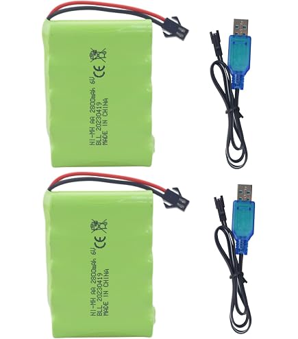 Nvizyeu 7.2v Nimh Batterie 1500mAh Rechargeable AA RC Batterie pour RC Voiture RC Voiture d'ingénierie Jouet électrique avec câble de Charge (Prise 7.2v SM