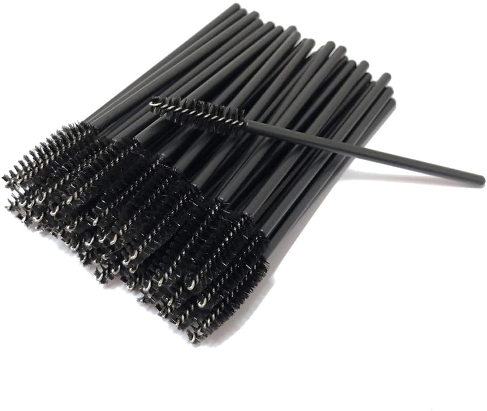 Pack of 50 Disposable Eyelash Mascara Brushes Wands Applicator Eyebrow Brush Makeup Kit (Black)
