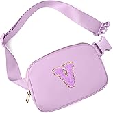 Gitus Gifts for 8 9 10 11 12 Year Old Girls Belt Bag Fanny Pack Crossbody Bags with Initial Letter Patch Cute Stuff Birthday Gifts for Teen Girls Women Personalized Trend Stuff (Lavender-V)