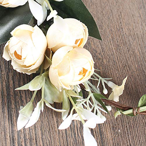 Flower Headband Rose Floral Boho Wreath Garland Hair Hoop Bohemian Headdress Headwear Headpiece Women Girls Crown Leaf Hair Bands Party Decoration Cosplay Costume Handmade Hair Accessories Beige