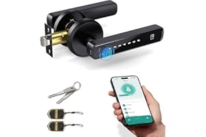Asidrama Smart Fingerprint Door Lock with Keypad Handle - Keyless Entry via Biometric, APP, Code, Keys & Card for Bedroom, Of