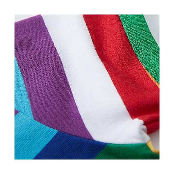 Sooxiwood Little Boys T-Shirt Rainbow Striped O-Neck Cotton Blend Halloween Rainbow Shirt for Boys - Image 5