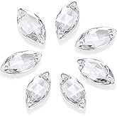 DONGZHOU Sew On Rhinestone Clear Sewing Stone with Holes Navette Shape Beads Crystals Flat Back Glass Rhinestones Crystal Gems Clothing Accessories for Costume, Clothes, Garments, DIY Crafts 15 * 7