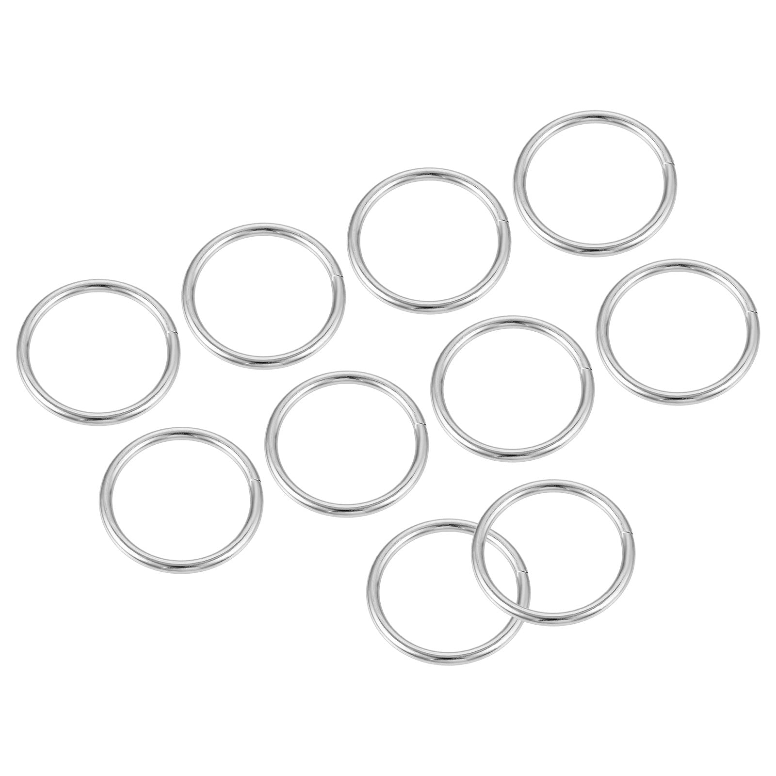 METALLIXITY Metal O Ring Buckles (30x3mm) 30pcs, Non-Welded Round Rings - for Craft DIY Bags Handbags Belts, Silver Tone