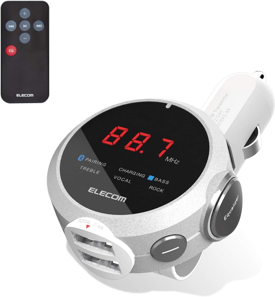 Amazon エレコム Fm トランスミッター 高音質 重低音モード イコライザー付 Bluetooth Usb 2ポート 2 4a おまかせ充電 1年間保証 リモコン付 シルバー Lat Fmbtb05rsv ケース カバー 通販