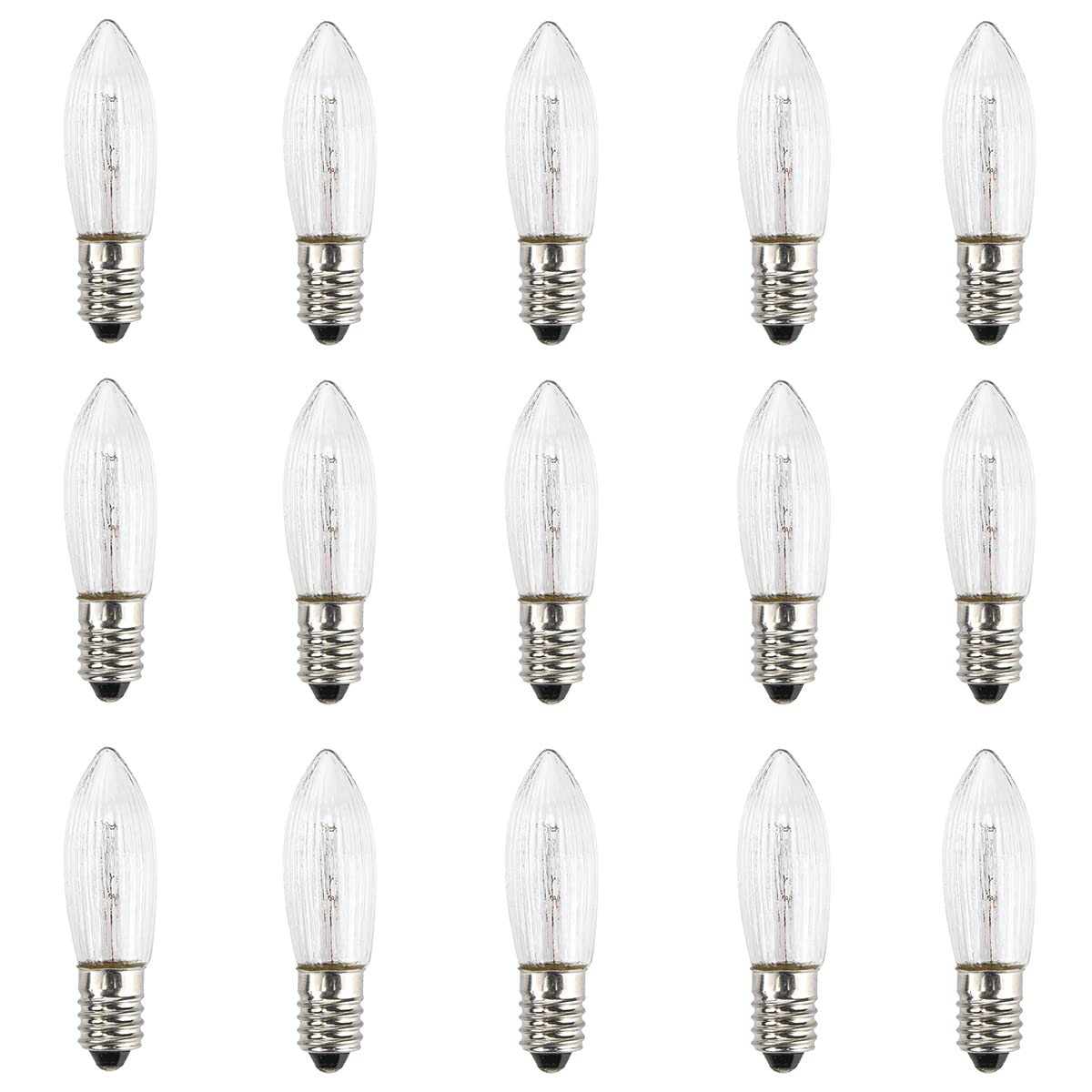 GutReise Pack of 15 AC E10 10V-55V LED Replacement Bulbs Top Candle for Fairy Lights 0.2 W 2700-3000 K