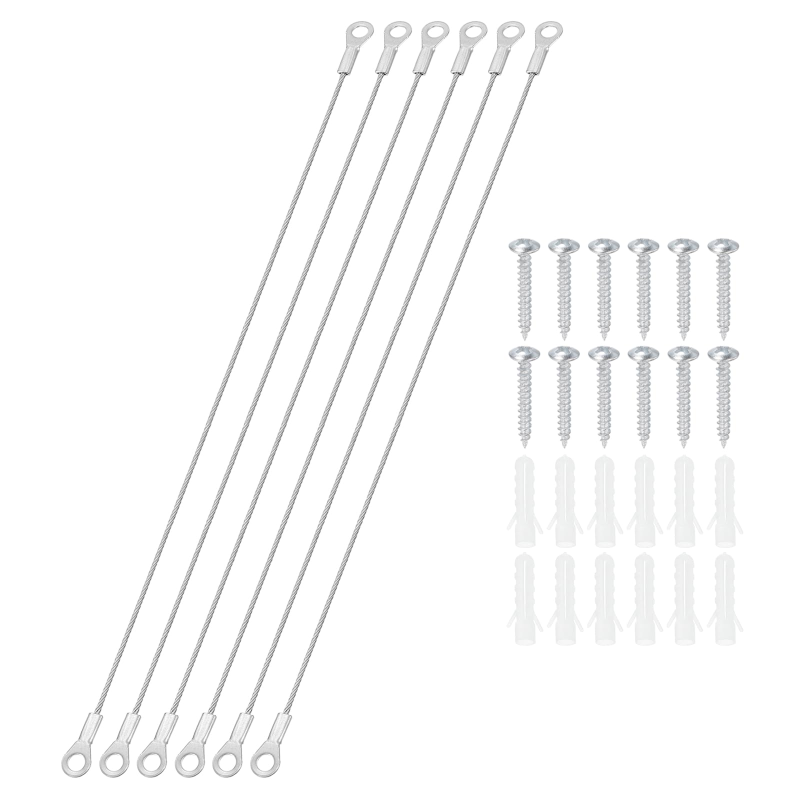 PATIKIL Cabinet Door Restraint Kit 1.5mm x 30cm, 6 Pack Stainless Steel Flexible Braided Cable Door Hinge Limiter for Limiting Chest Cupboard Door Opening Angle Swing