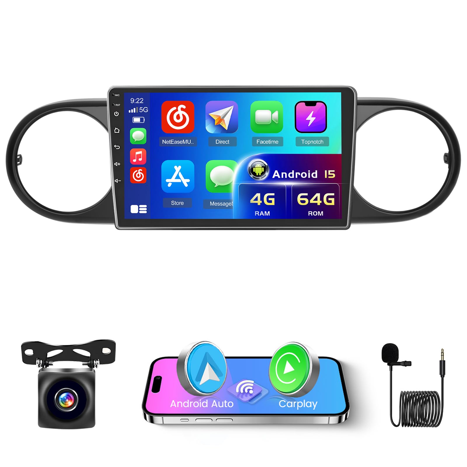 Photo 1 of Inefala 4+64GB Radio for Toyota Scion xB 2007-2019 Android 15 CarPlay Stereo 8 Core 9" Touchscreen GPS DSP 59UI Backup Camera