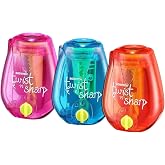 Bostitch Office Pencil Sharpener, Twist-N-Sharp, Easy Open Tray, Perfect for Kids, Works with Colored Pencils &amp; Makeup Pencils, 3-Pack