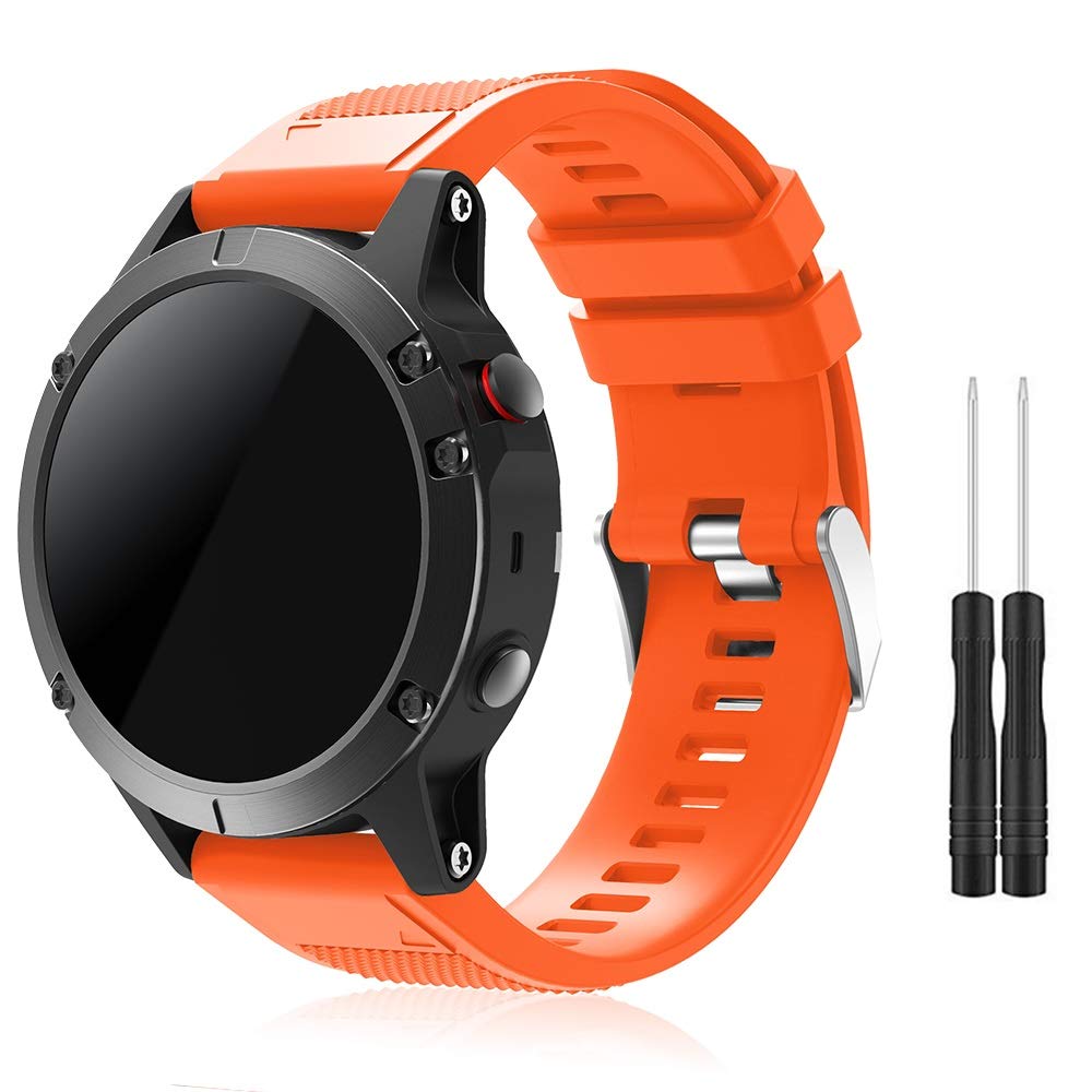 TOPsic Compatible Garmin Fenix 5 Straps, Quick Fit 22mm Soft Silicone Sport Band for Garmin Fenix 5/Fenix 5 Plus/Forerunner 935/Fenix 6/Fenix 6 Pro (Not Fit Fenix 5X 5S) — image 1