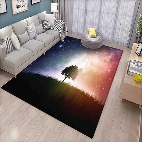 Space Room Home Bedroom Carpet Floor Mat Single Tree In