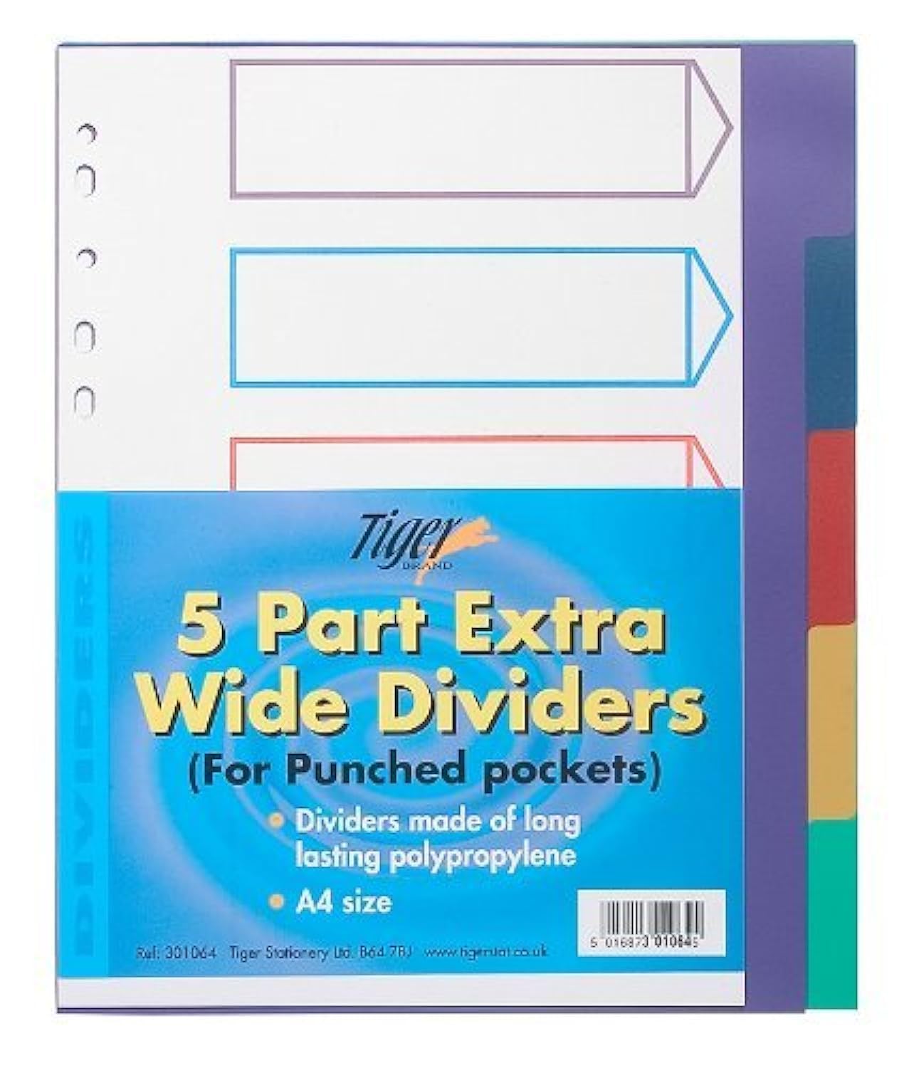 A4 EXTRA WIDE COLOUR CODED 5 PART STRONG FILING SUBJECT DIVIDERS Tabbed Index