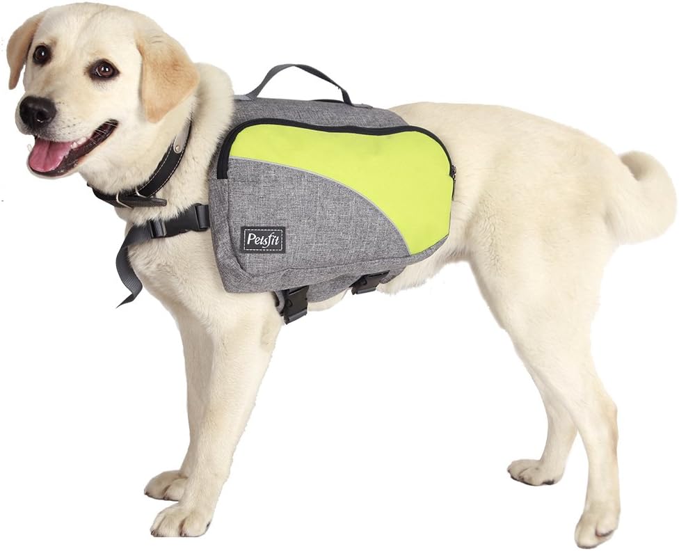 Petsfit Adjustable Dog Saddle Bag for Medium and Large Dogs, Quick Release Pet Backpack