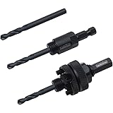 Luckyway 3-Piece Hole Saw Mandrel,Fit 3/4-Inch to 6-Inch Diameter,Including 7/16-Inch and 3/8 Inch Shank Hole Saw Arbor and 3