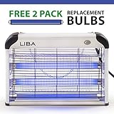 Bug Zapper &amp; Electric Indoor Insect Killer by LiBa – Mosquito, Bug, Fly &amp; Other Pests Killer – Powerful 2800V Grid 20W Bulbs – Free 2-Pack Replacement Bulbs Included