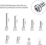 Jttxiu 410-Piece M2 Hex Socket Screw Set 304 Stainless Steel Nuts Washers with view 2