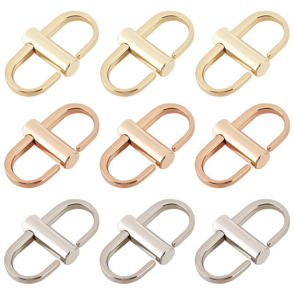 Beebeecraft 9Pcs 3 Colors Adjustable Metal Buckles for Chain Strap Bag Golden Silvery Purse Tiny Clip Shorten Length Link Clasp