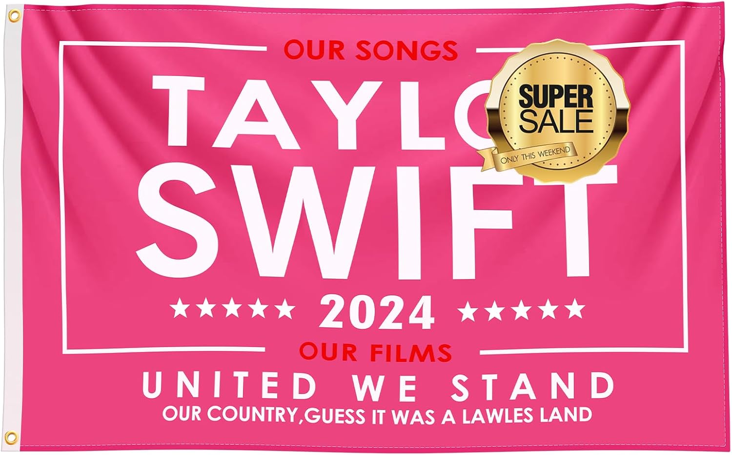 Flags - Taylor 2024 Flag 3x5 ft Pink Music Flag for Room College Dorm Bedroom Wall Tapestry Decor - Indoor and Outdoor Funny Party Swift Banner