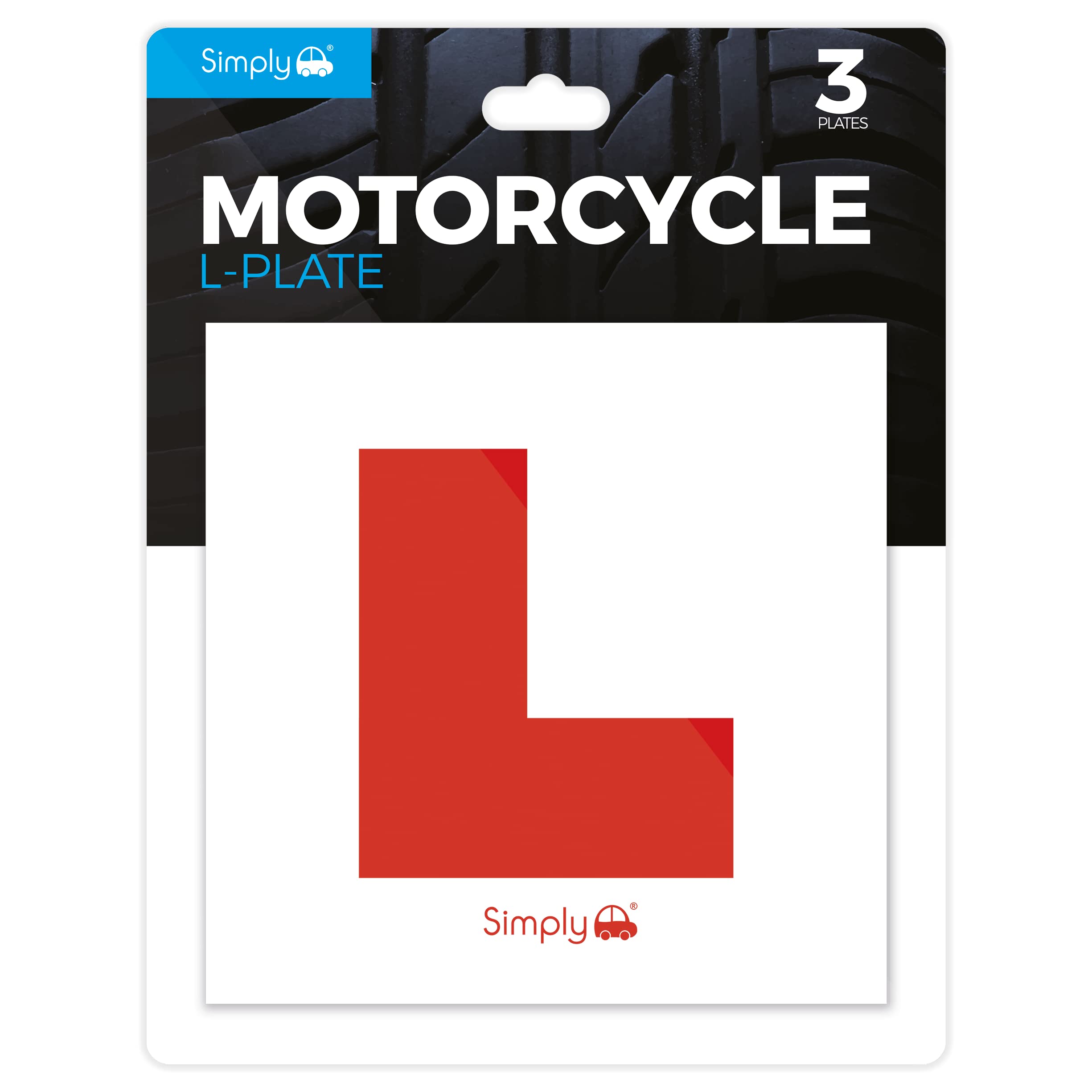 Simply MLP01 Pack of 3 Motorcycle L Plates with Adhesive & Fittings