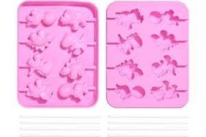 KitBeads 2Pcs Pink Dinosaur Lollipop Molds 3D Animal Shaped Silicone Molds Cute Gummy Molds for Crafts Soaps Chocolate Cake D