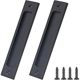 OFOEKV Sliding Barn Door Closet Handles Pulls - 2pcs Finger Flush Aluminum Alloy Pull Handle Rectangular Recessed with Sliding Pocket Door Hardware for Drawers Cabinet Garages (Black, Rectangular)
