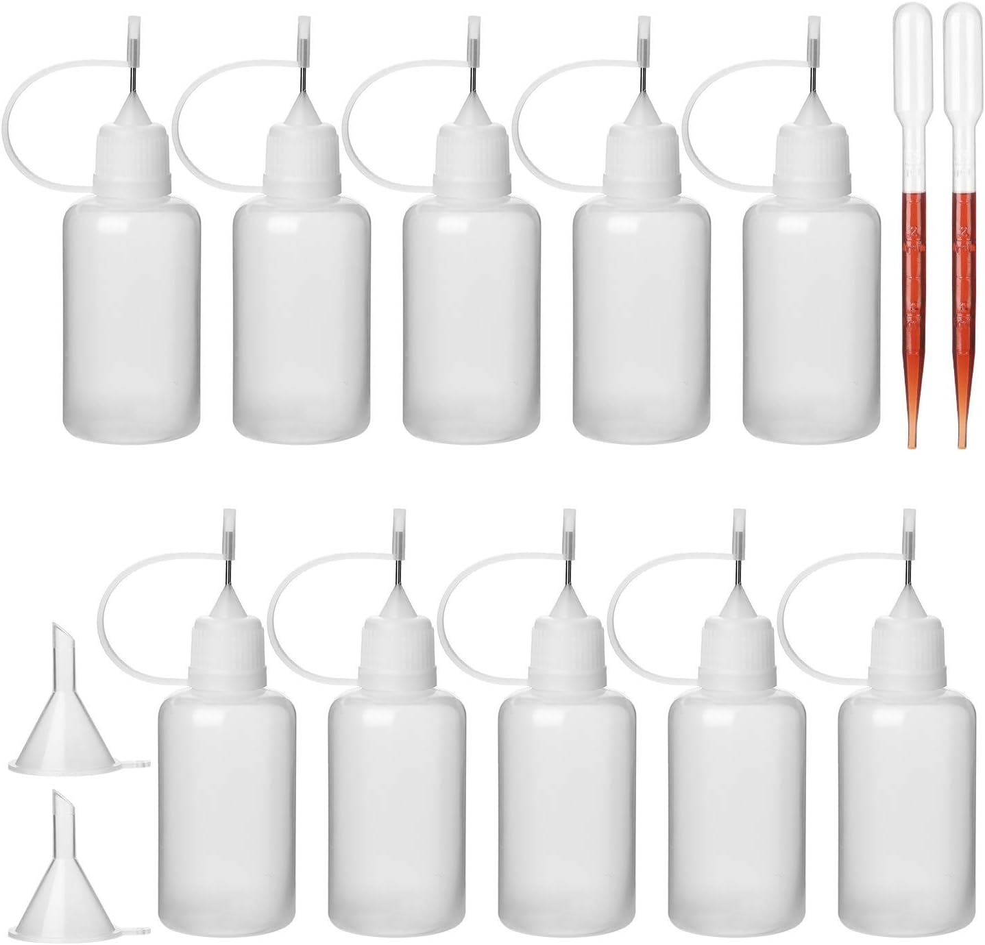 Hyber&Cara 10Pcs Plastic Squeeze Applicator Needle Bottle 30ml / 1 Oz Quilling Glue Bottle for Liquid Glue Oil DIY Craft Quilling Tool