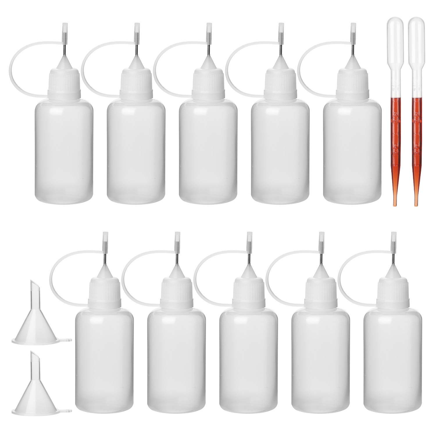 Hyber&Cara 10Pcs Plastic Squeeze Applicator Needle Bottle 30ml / 1 Oz Quilling Glue Bottle for Liquid Glue Oil DIY Craft Quilling Tool