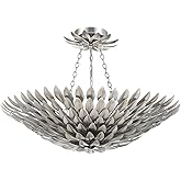 Crystorama Broche 6 Light Antique Silver Semi Flush Mount