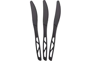 Transitions2earth Compostable Knives - Made from Corn - Box of 200 (7.6 Inches) - Black - Large, Heavyweight, Plant based, Non-GMO, Earth-Friendly, Heavy Duty, Heat Resistant, Biodegradable Cutlery