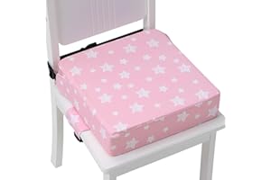 Sylynvia Booster Seat for Kitchen Chair with Adjustable Straps, Toddler Booster Seats for Dining Table Portable for Travel Camping Eating, Booster Cushion for Table for Baby Child Infant Kid Boy Girl
