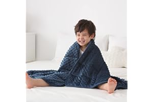 Huloo Sleep Kids Weighted Blanket Twin 7lbs (41"×60",Navy Blue) Breathable Soft Minky Weighted Throw Blanket for All Season,Heavy Blanket with Premium Glass Beads