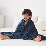 Huloo Sleep Kids Weighted Blanket Twin 7lbs (41"×60",Navy Blue) Breathable Soft Minky Weighted Throw Blanket for All Season,Heavy Blanket with Premium Glass Beads