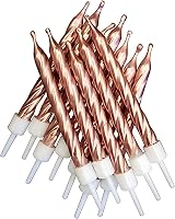 Anniversary House Metallic Rose Gold Spiral Birthday Candles Set of 12 with