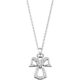 WUSUANED Guardian Angel Pendant Necklace Zircon Heart Jewelry First Communion Angel Gift For Women Girls