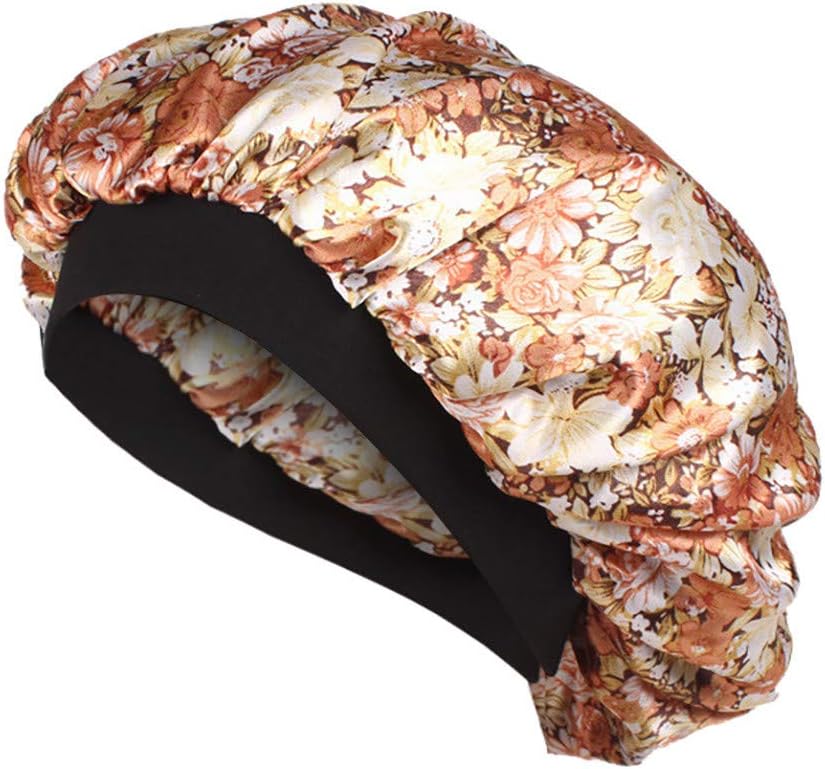Womens Soft Silk Hair Salon Bonnet with Wide Band Comfortable Night Sleep Hat Hair Loss Cap