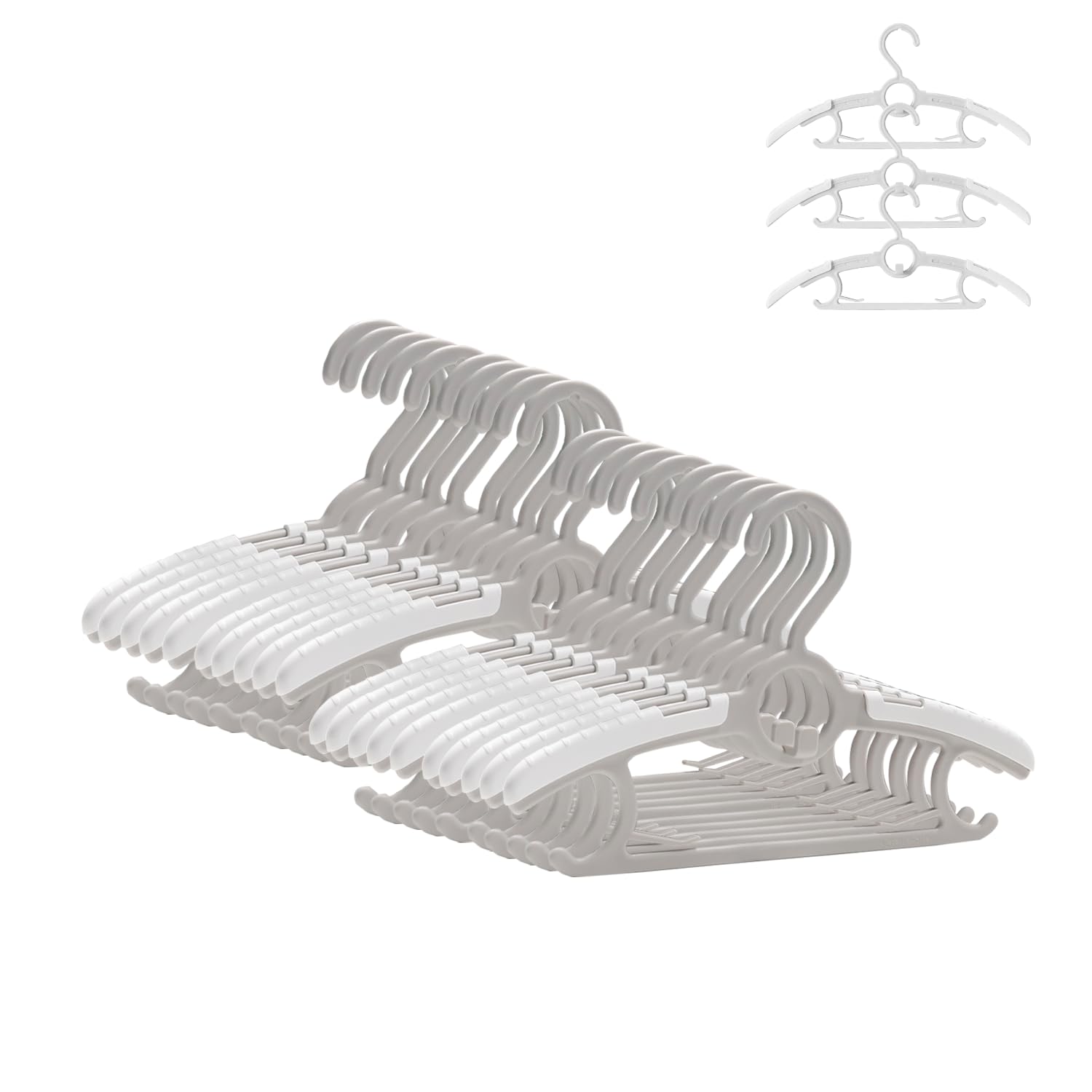 ManGotree Baby Hangers for Nursery - Adjustable Non-Slip Space Saving Stackable Plastic Hangers for Baby Toddler Children Kids Teen (20 Pack, Grey) — image 1