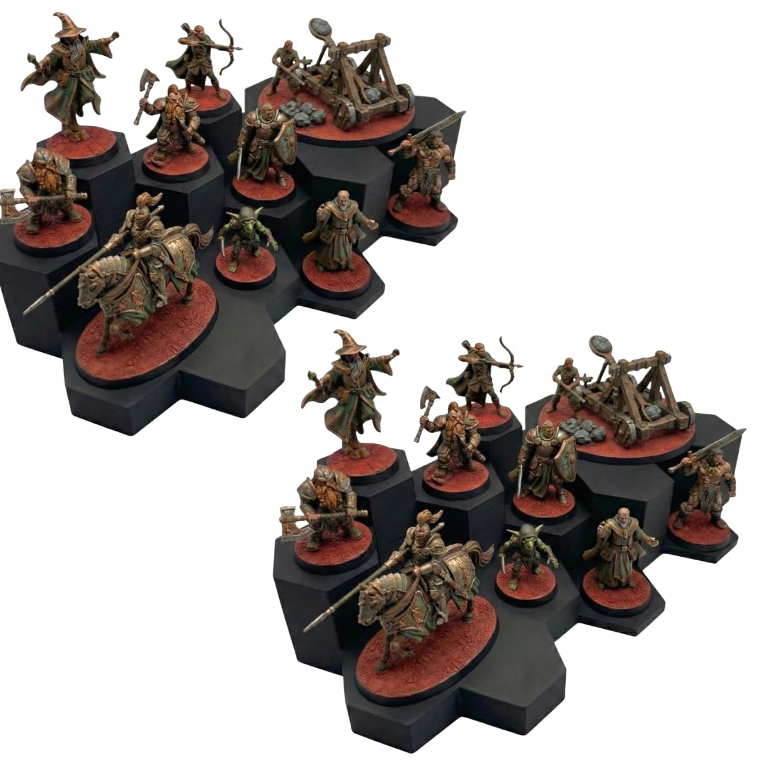 WarSplay Hero - Miniature Display Stand up to 80mm – Modular Model Rack for Painted Minis | Squad Tray & Hobby Organiser for Tabletop Skirmish Games (2 Pack)